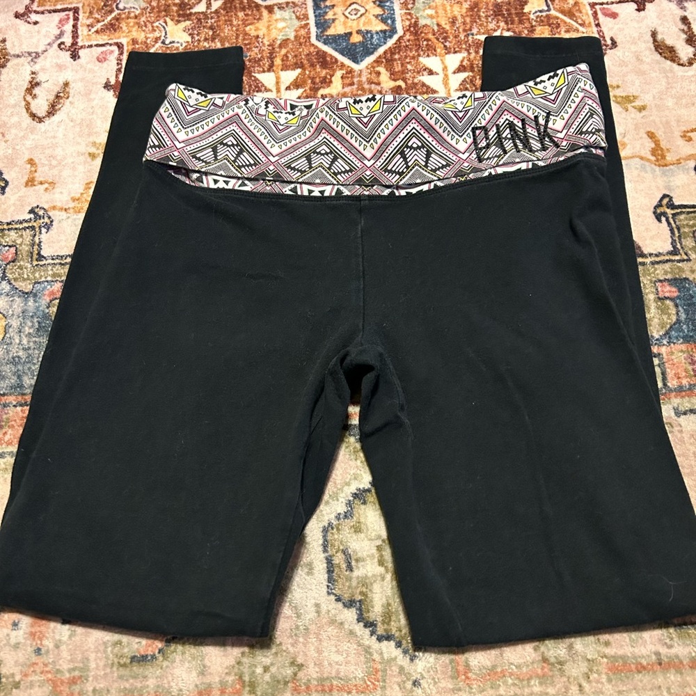 Y2K fold over bling Pink Victoria secret yoga pants S